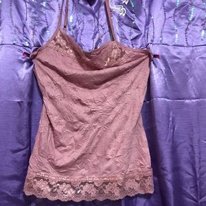 MAURICE PINK LACE TANK TOP